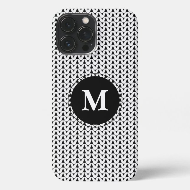 Knit Stitch Crafts White Monogram iPhone Case (Back)