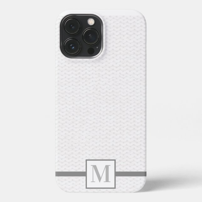 Knit Stitch Textured Monogram Grey iPhone Case (Back)