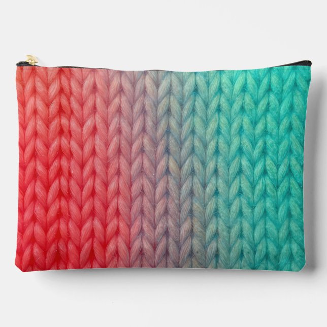 Knit Stitching Texture in Gradient Colors Accessory Pouch (Front)