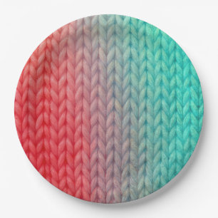 Knit Stitching Texture in Gradient Colors Paper Plate