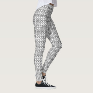 Knit Stockinette Stitch Crafts Print Silver Leggings