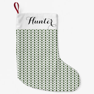 Knit Stockinette Stitch White Crafts Print + Name Small Christmas Stocking