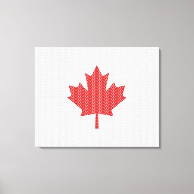 Knit Style Maple Leaf Knitting Motif Canvas Print (Front)