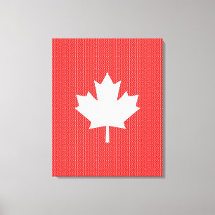 Knit Style Maple Leaf Knitting Motif Canvas Print