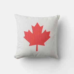 Knit Style Maple Leaf Knitting Motif Cushion