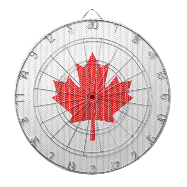 Knit Style Maple Leaf Knitting Motif Dartboard (Front)