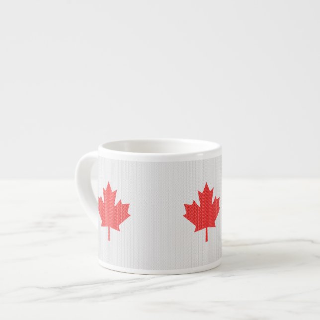 Knit Style Maple Leaf Knitting Motif Espresso Cup (Front Left)