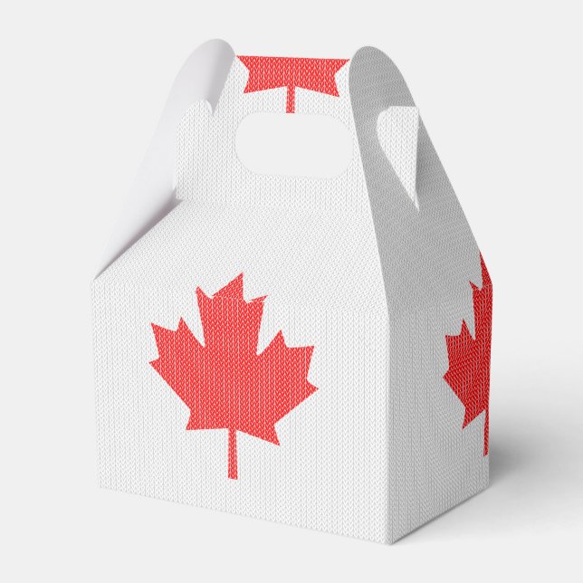 Knit Style Maple Leaf Knitting Motif Favour Box (Back Side)