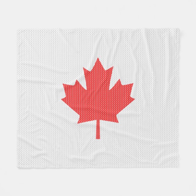 Knit Style Maple Leaf Knitting Motif Fleece Blanket (Front (Horizontal))
