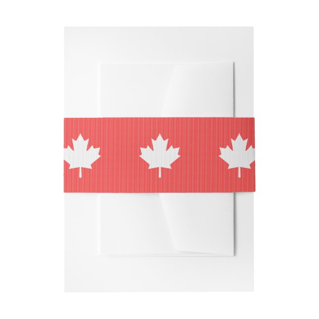 Knit Style Maple Leaf Knitting Motif Invitation Belly Band (Front Example)