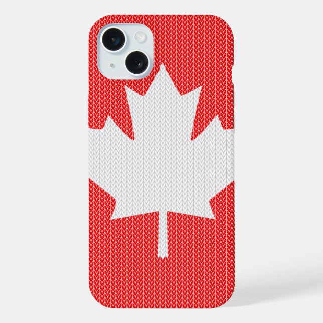 Knit Style Maple Leaf Knitting Motif iPhone Case (Back)