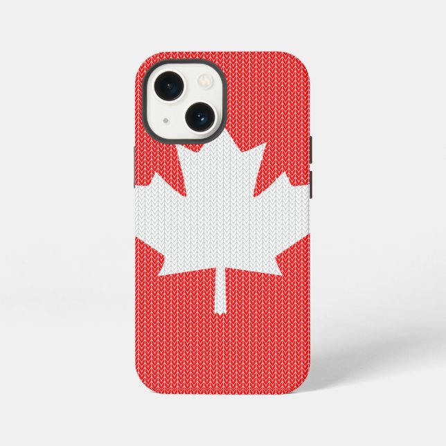 Knit Style Maple Leaf Knitting Motif iPhone Case (Back)