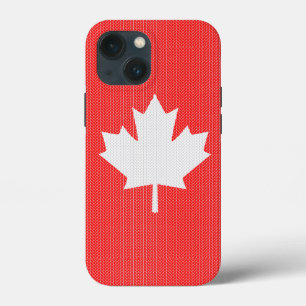 Knit Style Maple Leaf Knitting Motif iPhone 13 Mini Case
