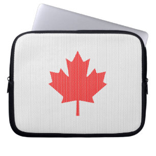 Knit Style Maple Leaf Knitting Motif Laptop Sleeve