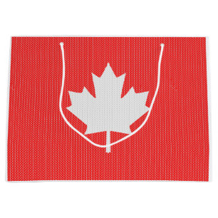 Knit Style Maple Leaf Knitting Motif Large Gift Bag