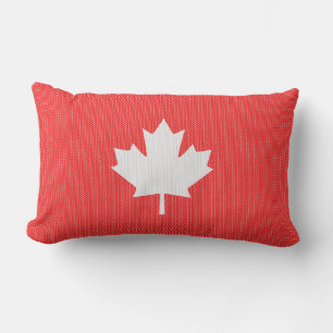 Knit Style Maple Leaf Knitting Motif Lumbar Cushion