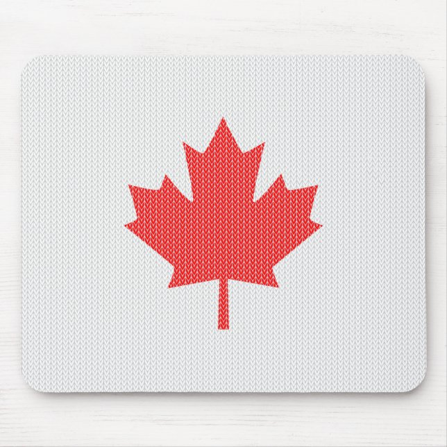Knit Style Maple Leaf Knitting Motif Mouse Mat (Front)