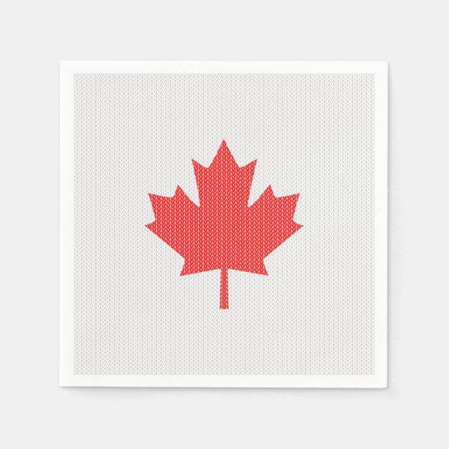 Knit Style Maple Leaf Knitting Motif Napkin (Front)