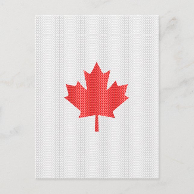 Knit Style Maple Leaf Knitting Motif Postcard (Front)