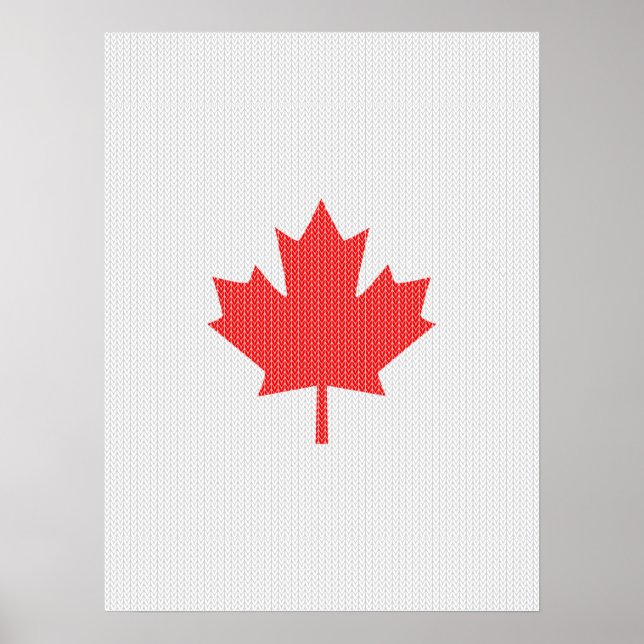 Knit Style Maple Leaf Knitting Motif Poster (Front)