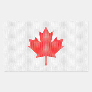 Knit Style Maple Leaf Knitting Motif Rectangular Sticker