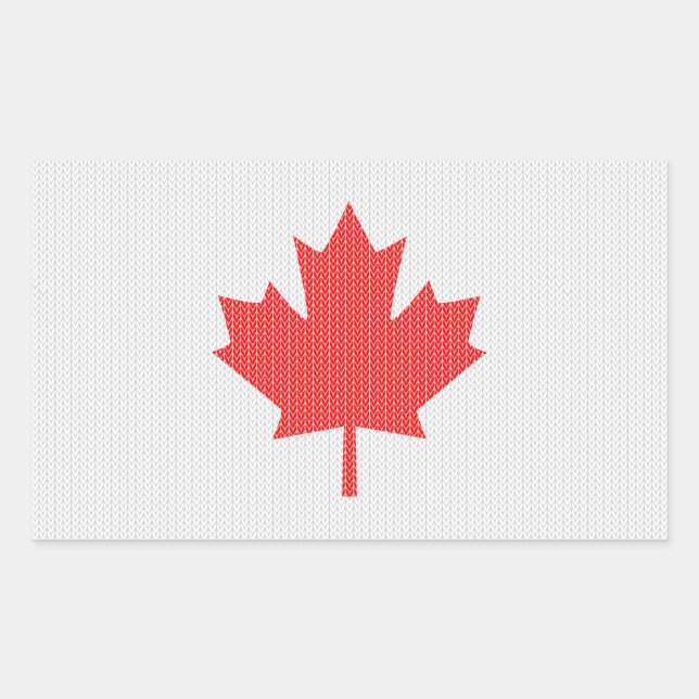 Knit Style Maple Leaf Knitting Motif Rectangular Sticker (Front)