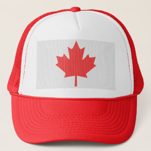 Knit Style Maple Leaf Knitting Motif Trucker Hat