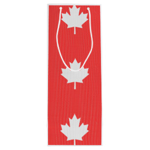 Knit Style Maple Leaf Knitting Motif Wine Gift Bag