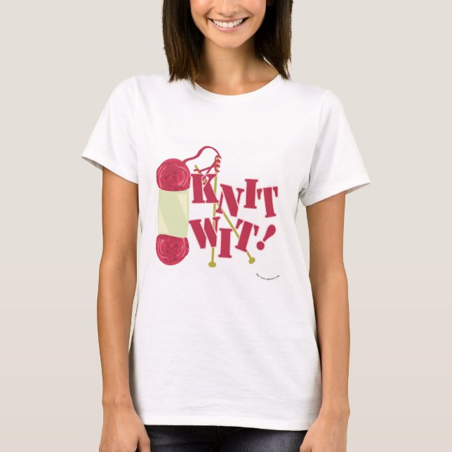 Knit Wit Funny Knitter Hobby Cartoon Design T-Shirt (Front)