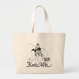 Knit-Wit Knitting Humour Large Tote Bag