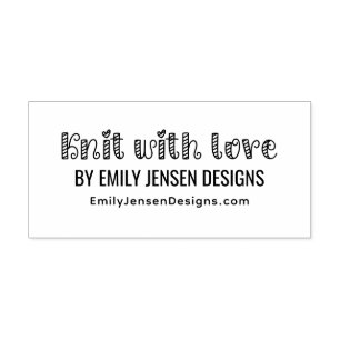 Knit with Love #1 Business Name Website URL Self-inking Stamp