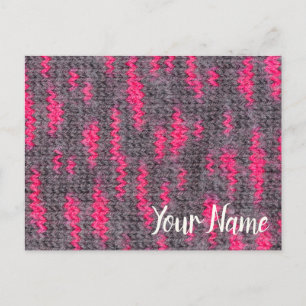 Knit wool structure with pink and grey colours holiday postcard