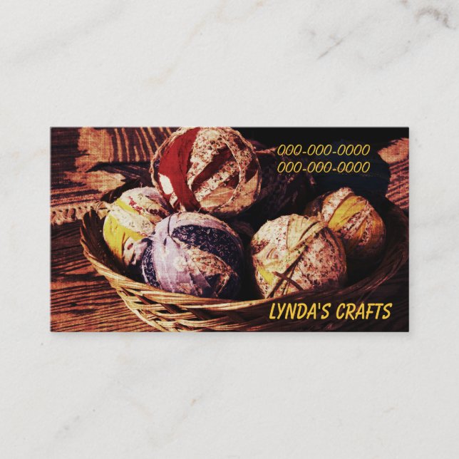knits, crafts and crochet business card template (Front)