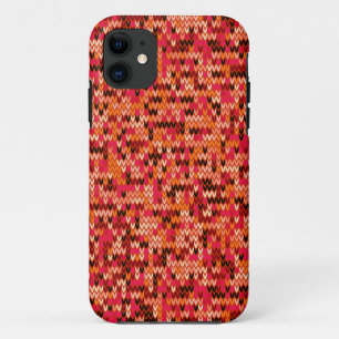 Knitted abstract Scandinavian pattern in red shade iPhone 11 Case