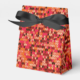Knitted abstract Scandinavian pattern in red shade Favour Box