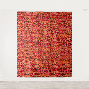 Knitted abstract Scandinavian pattern in red shade Tapestry