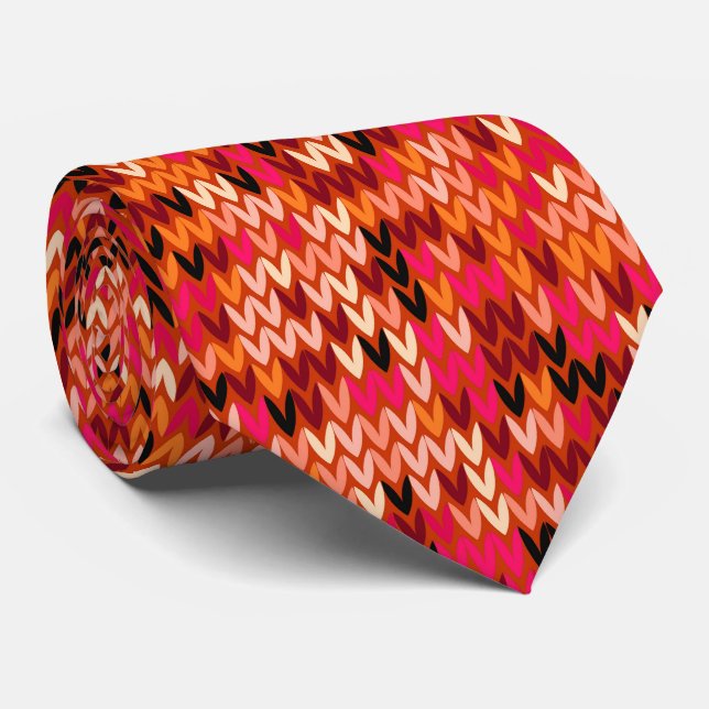 Knitted abstract Scandinavian pattern in red shade Tie (Rolled)