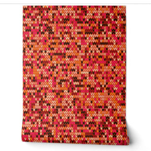 Knitted abstract Scandinavian pattern in red shade Wallpaper