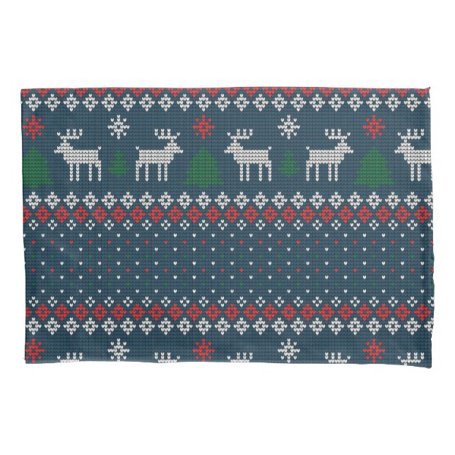 Knitted Christmas Deer Pine Tree Decorative Pillowcase (Front-Left)