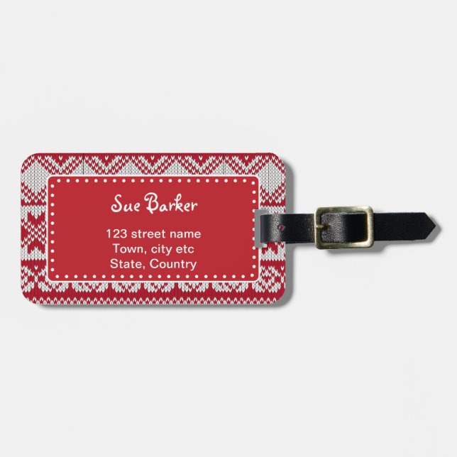 Knitted  Christmas Luggage Tag (Front Horizontal)