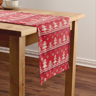 Knitted Christmas Nordic Pattern Short Table Runner