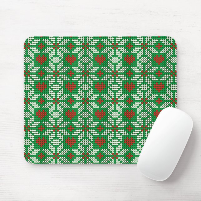 Knitted Christmas pattern Mouse Mat (With Mouse)