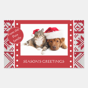 Knitted Christmas Rectangular Sticker
