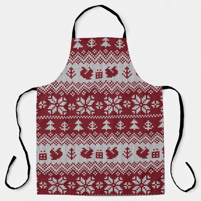 Knitted, Christmas, squirrels, vintage pattern. Apron (Front)