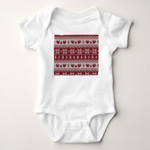 Knitted, Christmas, squirrels, vintage pattern. Baby Bodysuit