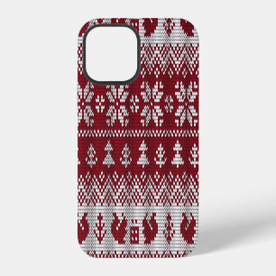 Knitted, Christmas, squirrels, vintage pattern. iPhone 12 Case