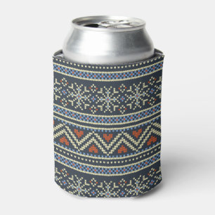 Knitted Christmas Sweater Nordic style pattern Can Cooler