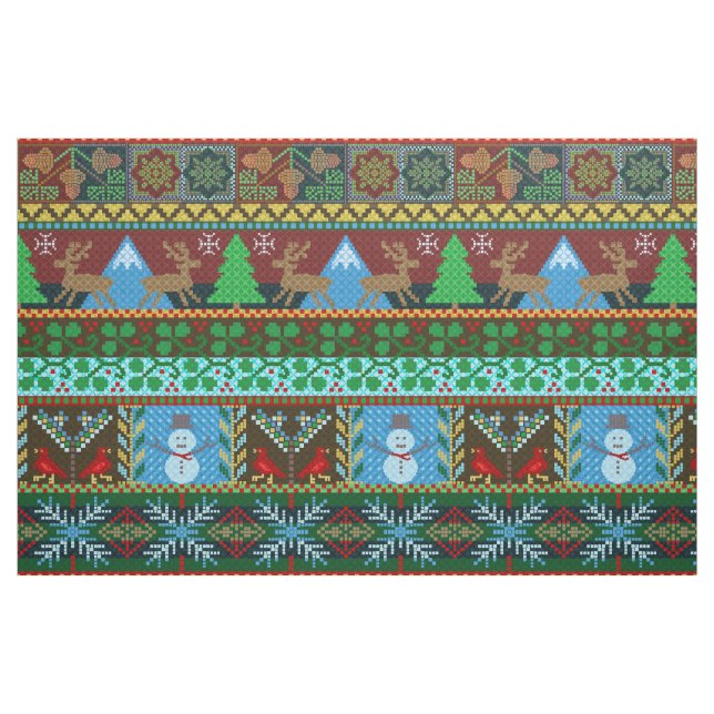 Knitted Christmas Sweater Pattern Reindeer Holiday Fabric (Fat Quarter)