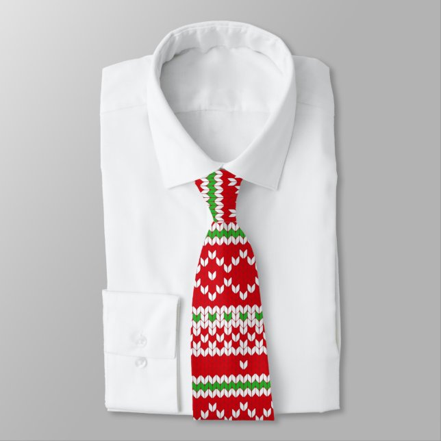 Knitted Christmas Sweater Style Holiday Tie (Tied)