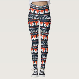Knitted Christmas Ugly Sweater Fox Leggings